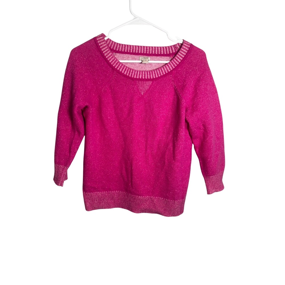J.Crew Womens Pink‎ Plaited Merino Wool Blend Scoop Neck Sweatshirt Sweater S